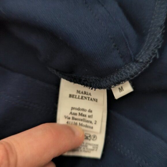 Blue Mini Sheath Dress with Crew Neck and Cuffed Sleeves - Picture 4 of 10